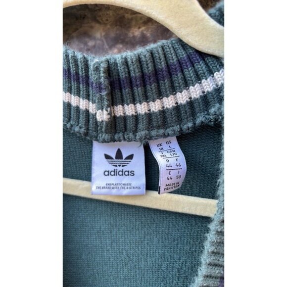 Adidas Green Sweater Vest Women's Large Embroidered V-neck Preppy Collegiate - Picture 4 of 11